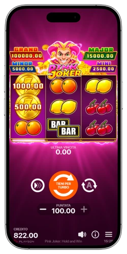 Pink Joker slot: schermata del gioco base con simboli classici su griglia 3x3