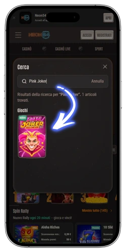 Pink Joker slot: come trovare il gioco tramite la barra di ricerca del casinò